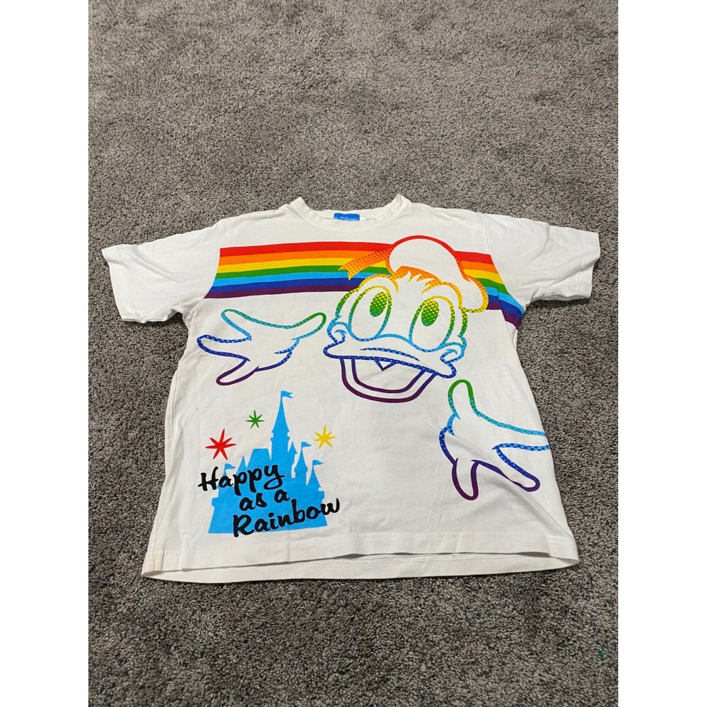 T-Shirt Tokyo Disney Resort Unisex White Excellent Donald Duck Rainbow M
